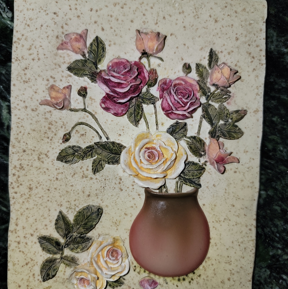 BLUM 3-D Roses in vase wall art